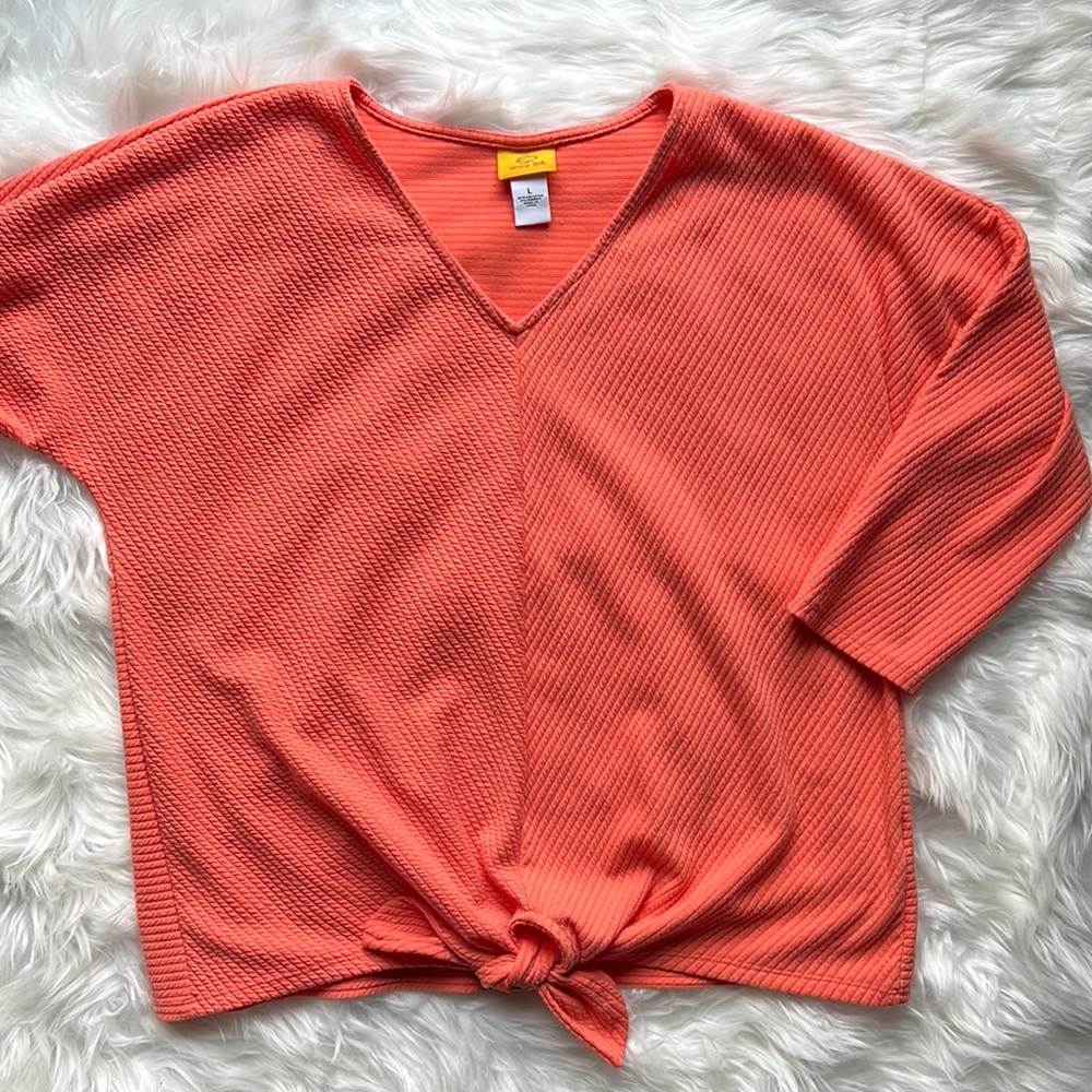 Ruby Rd. Tie Front Knit Ottoman Top - Picture 4 of 8